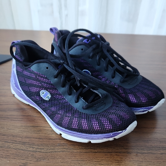 Champion Women's Black and Purple Mesh Athletic Shoes - Picture 1 of 5